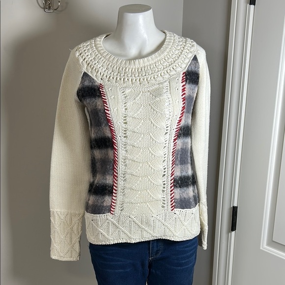 Anthropologie Angel of the North Molly Braken Sweater Womens Cream Gray Sz S